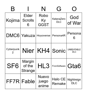 SummerGameFest Bingo Card