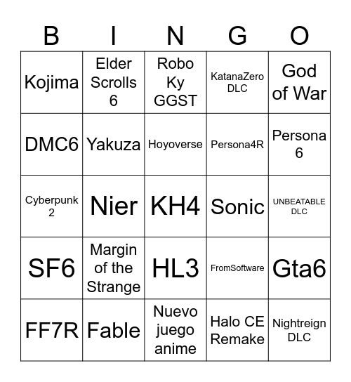 SummerGameFest Bingo Card