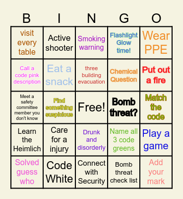 Safety Bingo Card