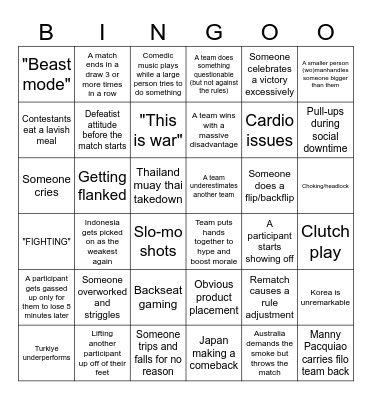 Physical: Asia Bingo Card