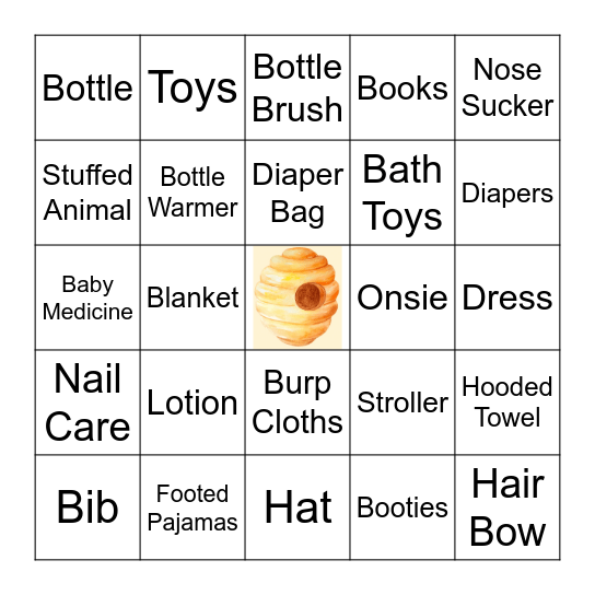 Baby Shower Bingo Card
