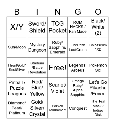 Pokemon Bingo Card