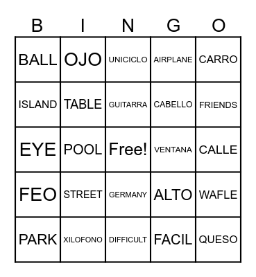 MIMI'S SPANISH BINGO Card
