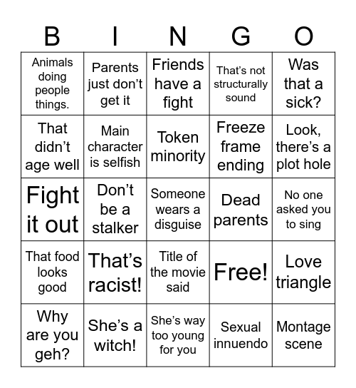 Disney Bingo Card