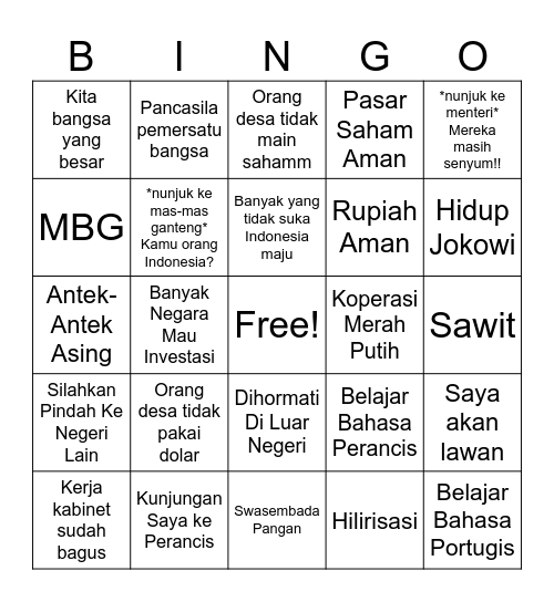 Pidato Hari Pancasila Bingo Card