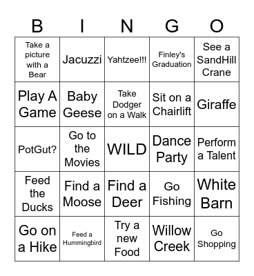 Park City Bingo Card