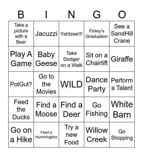 Park City Bingo Card