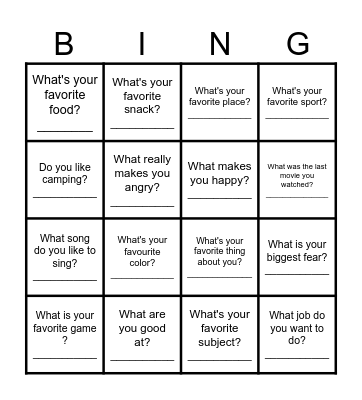 Ice Ice Breaker Bingo Card