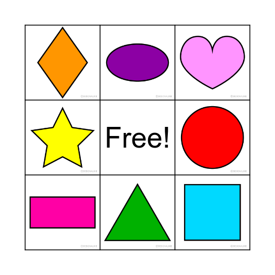 2D Shapes Bingo Card