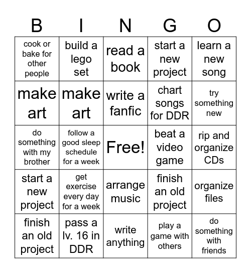 things to do when I'm bored during summer Bingo Card