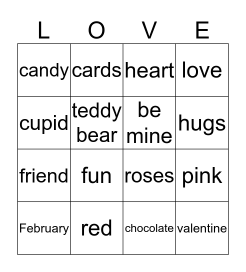 Buddy Valentine Bingo Card