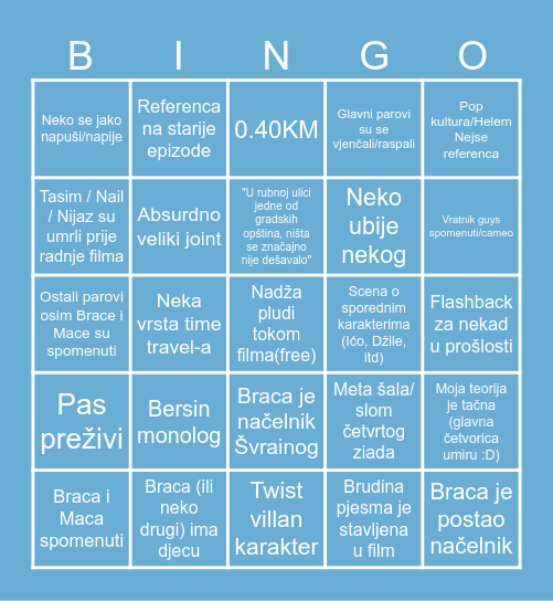 BBBB film Bingo Card