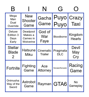 State of Play June 2nd Bingo Card