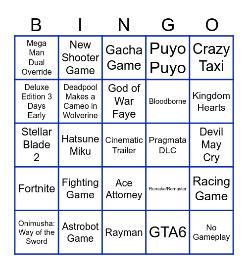 State of Play June 2nd Bingo Card