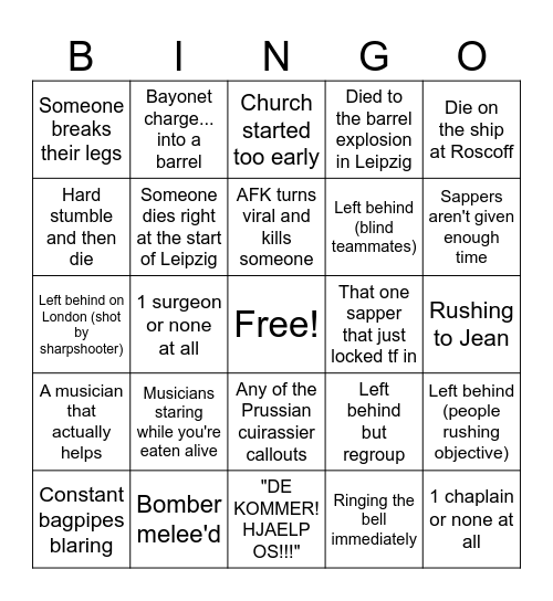 G&B BINGO Card