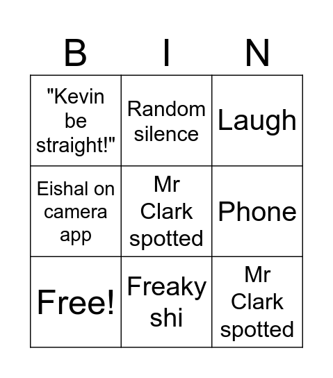 8L1 Bingo Card