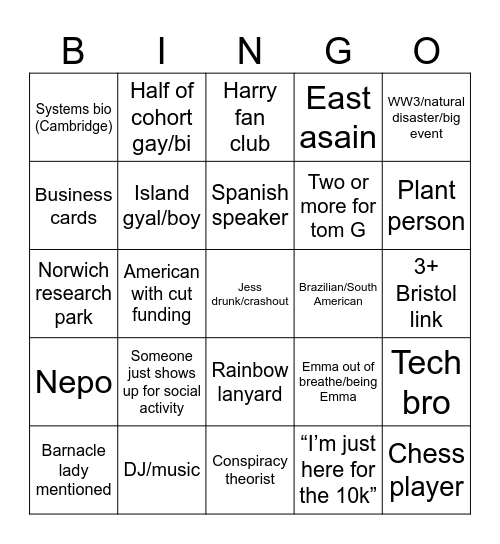 Cohort 3/Summer School Bingo Card