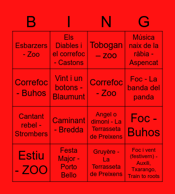 Bingo musical diabòlic Bingo Card