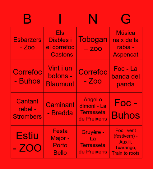 Bingo musical diabòlic Bingo Card
