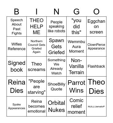 Parrot's Next Video (By Tono) Bingo Card