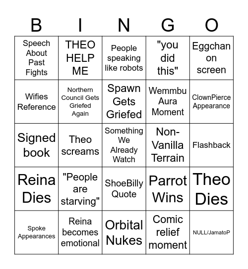 Parrot's Next Video (By Tono) Bingo Card