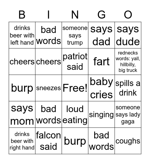 super bowl bingo Card