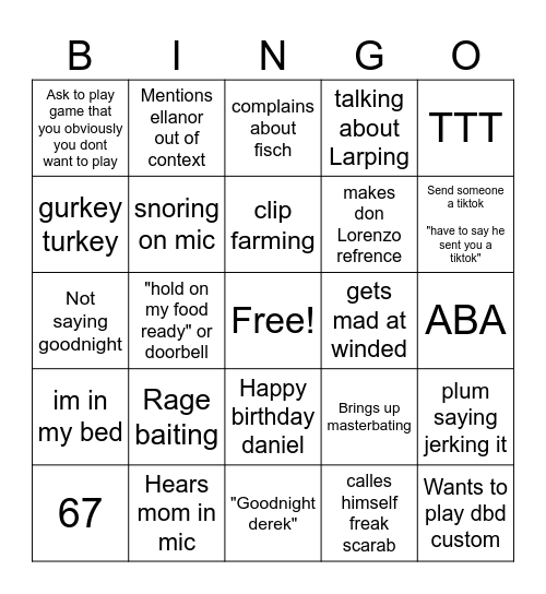 PLUM BINGO Card