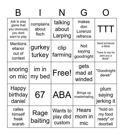 PLUM BINGO Card