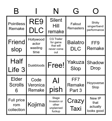 geoff fest Bingo Card