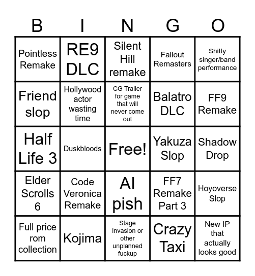 geoff fest Bingo Card