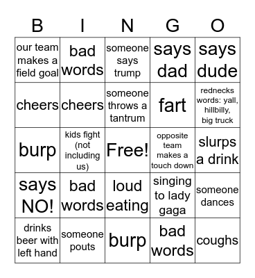 super bowl bingo Card