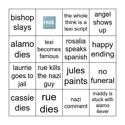 Euphoria s3ep8 Bingo Card