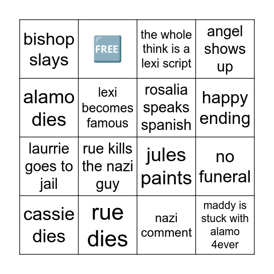 Euphoria s3ep8 Bingo Card