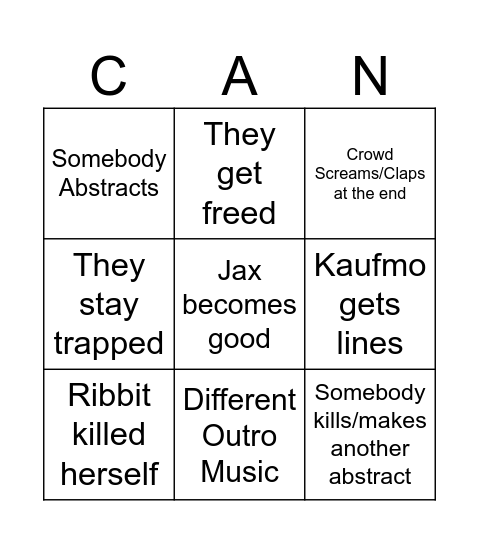 TADC THE LAST ACT Bingo Card
