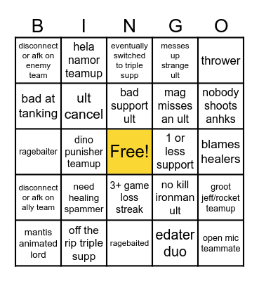 marvel rivals bingo Card
