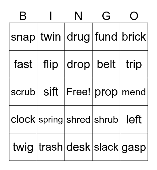 Blends Bingo Card