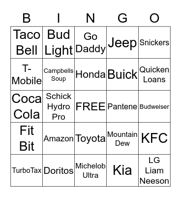 Super Bowl LI Bingo Card