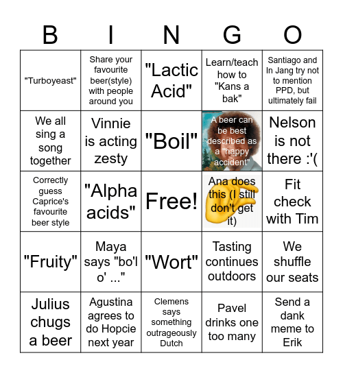 Beer Tasting Bingo Card