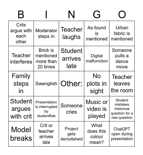 Diploma Days Bingo Card