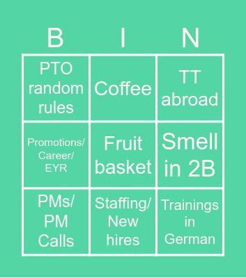 BAD Bingo Card