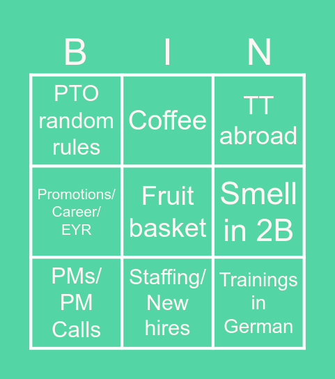 BAD Bingo Card
