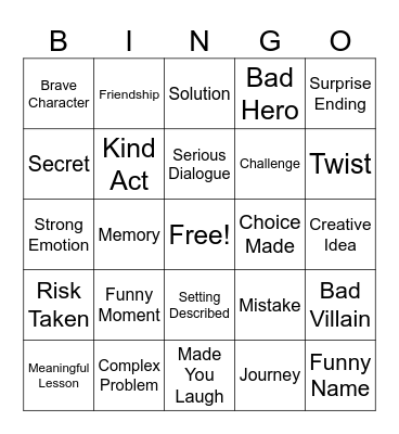 Storytelling Bingo Card