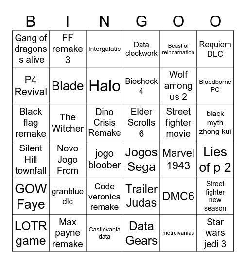Games BIngo Card