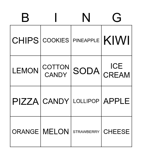 PROCESSED AND NATURAL FOOD Bingo Card