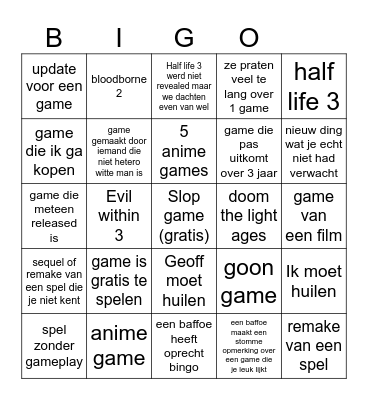 summer game fest bigo Bingo Card