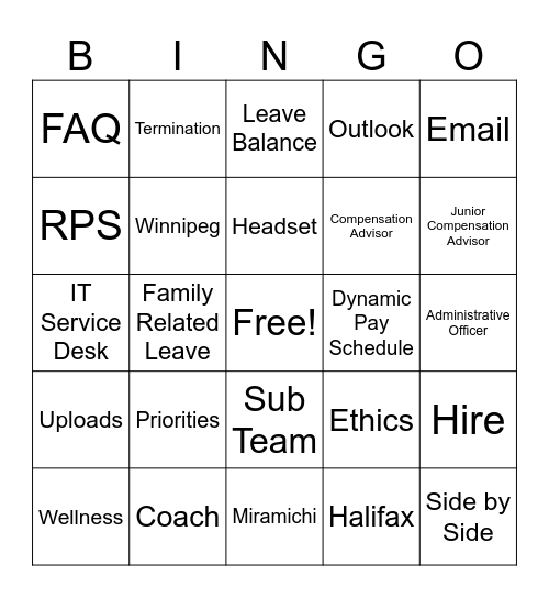 NPSW Bingo Card