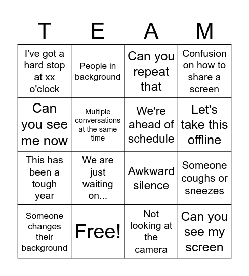 Master Data Team BINGO Card