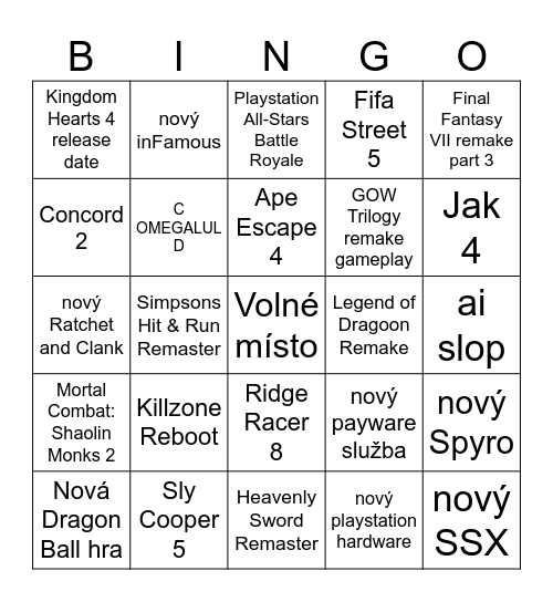 State of Play Bingo Card