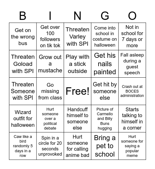 Carmello Betting Pot Bingo Card