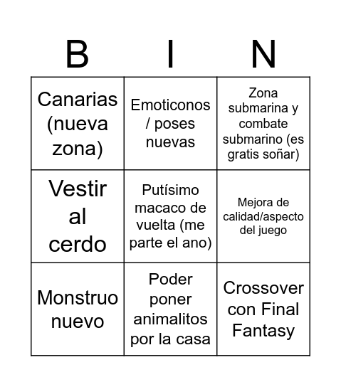 MHWilds de locos Bingo Card